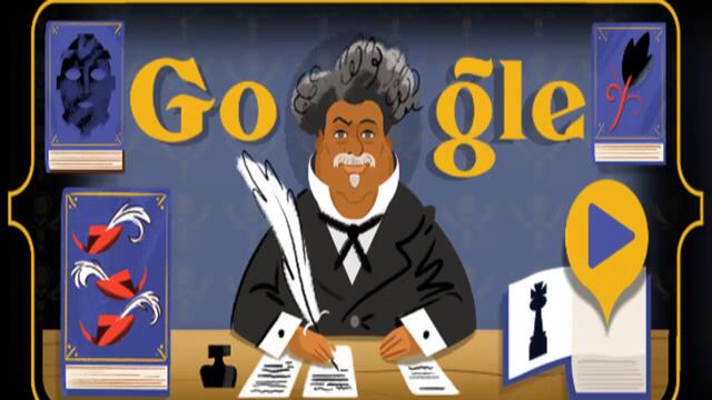 Честваме Александър Дюма - баща с Гугъл!! Alexandre Dumas Google Doodle 2020