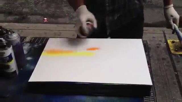 Бърз уличен художник рисува красива картина със спрей !