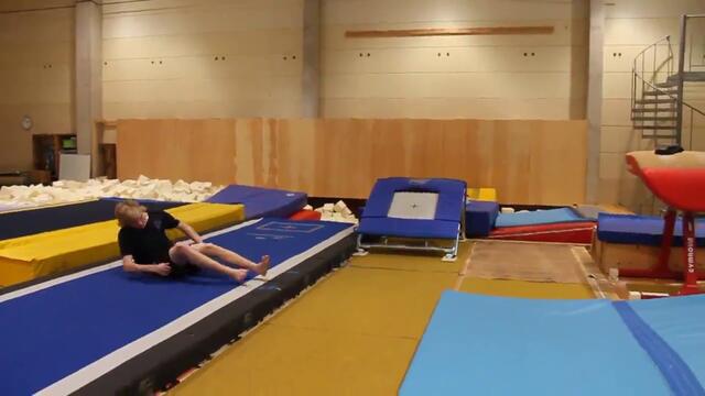 Trampolining in a gym