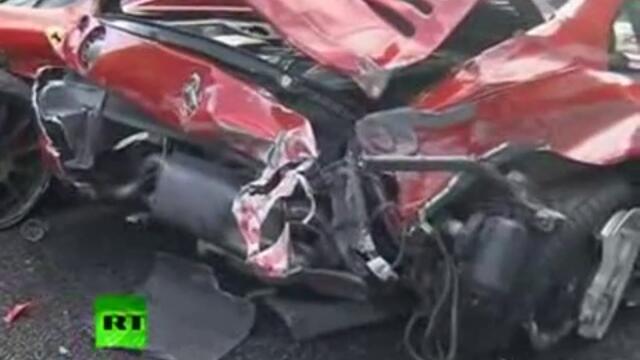 Ferrari Graveyard_ Video of 14 supercar pile-up in Japan