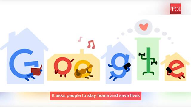 Коронавирус съвети Covid-19 ! С Дудъл Google ни съветва: Остани в къщи спаси живота! Google urges people to stay home