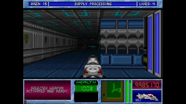 Blake Stone Planet Strike HD - Area 15 Supply Processing - Veteran - All Secrets [MS DOS]