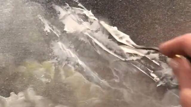 Процесс создания картины «полнолуние в горах»