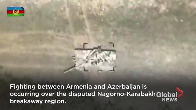 Azerbaijan's president says Armenia leaving disputed region is only way for peace amid conflict