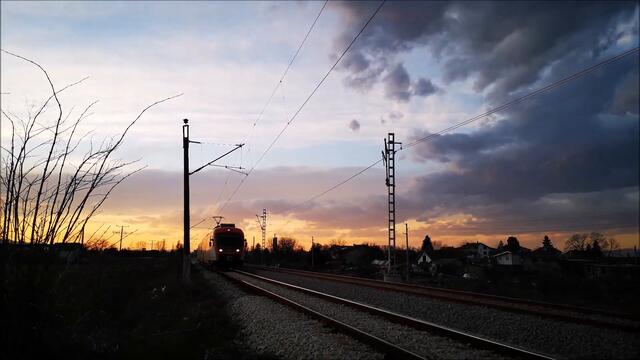 A few more BDZ Passenger Trains between Iskar and Kazichene train stations in Bulgaria around sunset