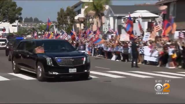 Thousands Of Trump Supporters Line Streets In Newport Beach To Welcome The President