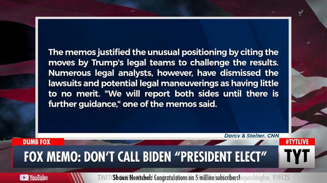 Fox Memo: Don't Call Biden "President-Elect"