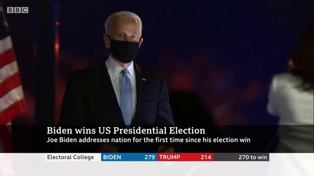 Joe Biden's first speech as US president-elect 🇺🇸 US Election 🔴 @BBC News live - BBC