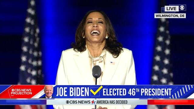 Vice President-elect Kamala Harris delivers remarks after projected victory