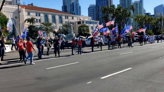 Downtown San Diego - Massive rally continued standing strong with President Trump