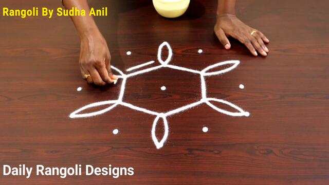 Creative Daily Rangoli | Simple Kolams Designs | Cute Easy 5 Dots Kolangal | Latest Rang muggulu