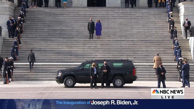 Vice President Kamala Harris Waves Goodbye To Mike Pence After Escorting Him From Capitol | NBC News