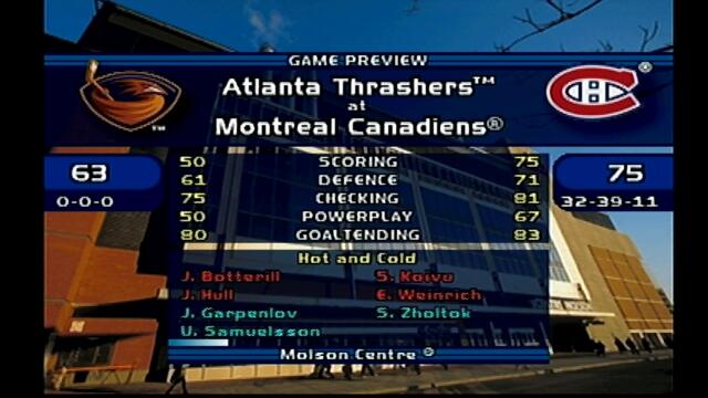 NHL 2000 (Playstation 1) gameplay Canadiens Vs Thrashers