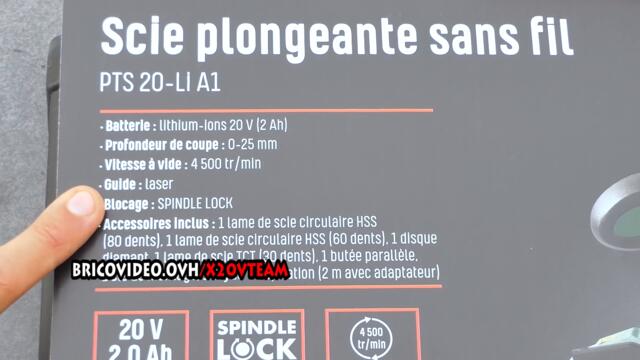 LIDL scie plongeante sans fil 20V PARKSIDE PTS 20-Li A1 X20VTEAM Cordless Plunge Saw Akku-Tauchsäge