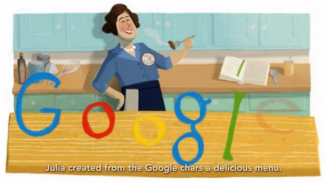 Julia Child cooks Google Doodle