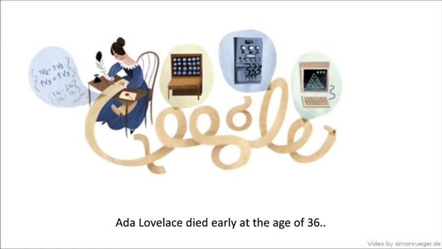 Ада Лъвлейс -  Първия Програмист в Историята -  Ada Lovelace gets Google Doodle