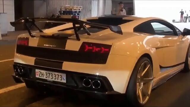 Шумно Lamborghini Gallardo вдига оборотите в тунел