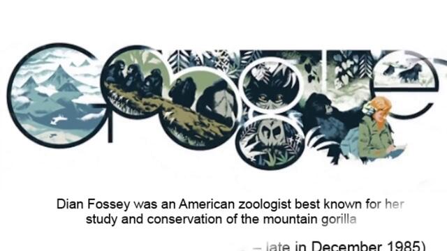 Даян Фоси (Dian Fossey) - Американската Зооложка Google Doodle 2014