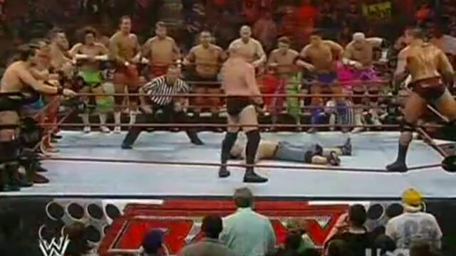 Randy Orton &amp; John Cena vs RAW Roster 03.17.08