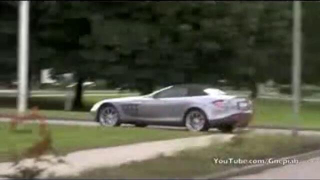 Bugatti Veyron &amp; Mercedes-Benz McLaren SLR Roadster (sound!)